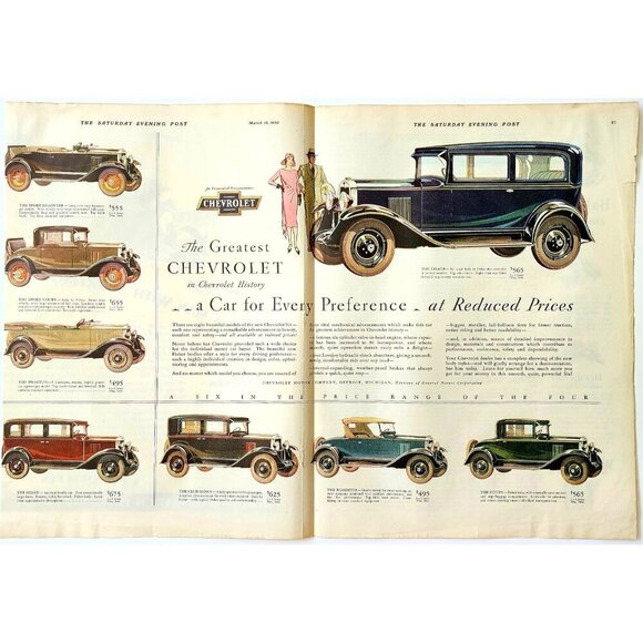 1930 Chevrolet Coach Antique Cars Advertisement Centerfold Post DWJJ19 - Picture 2 of 3